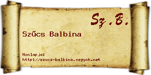 Szűcs Balbina névjegykártya