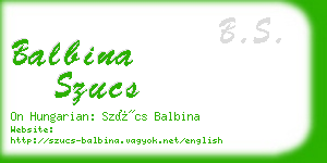 balbina szucs business card